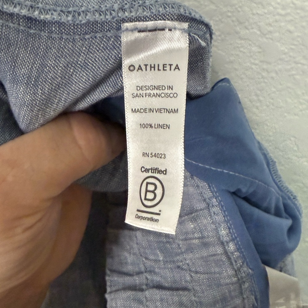 Athlete Cabo Linen Wide Leg Pant in blue Travel Coastal Beach Casual Summer - Picture 6 of 6